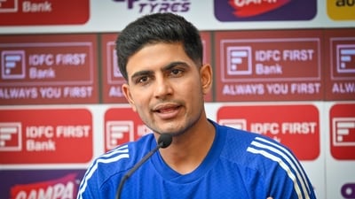 Shubman Gill addresses a press conference ahead of the second and final Test cricket match of the series between India and West Indies. (Hindustan Times) Shubman Gill addresses a press conference ahead of the second and final Test cricket match of the series between India and West Indies. (Hindustan Times)