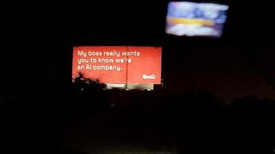 The AI billboard blitz seems fixated on manufacturing inevitability, and willing their version of future into existence. (Vishal Mathur/ HT Photo) The AI billboard blitz seems fixated on manufacturing inevitability, and willing their version of future into existence. (Vishal Mathur/ HT Photo)
