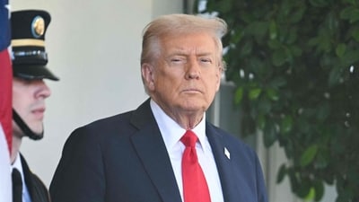 US President Donald Trump awaits the arrival of Finnish President Alexander Stubb at White House. (AFP)