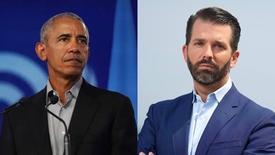Donald Trump Jr slammed Barack Obama after the former President lauded the possible end to Israel's war in Gaza. (X/@SteveLovesAmmo and X/@DeFi) Donald Trump Jr slammed Barack Obama after the former President lauded the possible end to Israel's war in Gaza. (X/@SteveLovesAmmo and X/@DeFi)