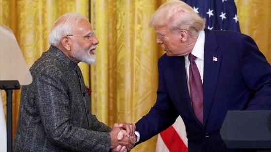 Prime Minister Narendra Modi (left) and US President Donald Trump shake hands at the White House in Washington, D.C. (Reuters file)