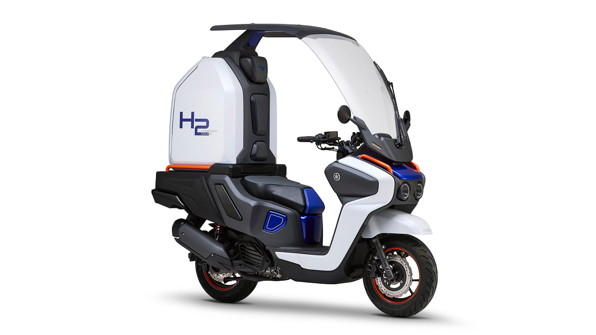 Yamaha H2 Buddy Porter Concept runs on hydrogen and can go up to 100 km on a single tank. Yamaha H2 Buddy Porter Concept runs on hydrogen and can go up to 100 km on a single tank.