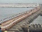 A pontoon bridge during the Mahakumbh in Prayagraj (HT File Photo) A pontoon bridge during the Mahakumbh in Prayagraj (HT File Photo)