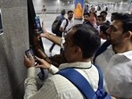 Commuters were also unable to book tickets for the Acharya Atre Chowk to Cuffe Parade stretch of the aqua line (Metro 3), which was thrown open to the public on Thursday (Anshuman Poyrekar/HT Photo)