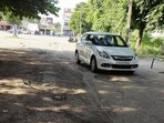 Entry points to the Sector 16 and Sector 9 markets are particularly damaged, with several potholes in just a 100-metre stretch (HT Photo)