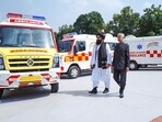 External Affairs Minister S Jaishankar and Afghanistan's Foreign Minister Amir Khan Muttaqi during the handover ceremony of five ambulances to Afghanistan as India's goodwill gesture, in New Delhi, on Friday. (ANI) External Affairs Minister S Jaishankar and Afghanistan's Foreign Minister Amir Khan Muttaqi during the handover ceremony of five ambulances to Afghanistan as India's goodwill gesture, in New Delhi, on Friday. (ANI)
