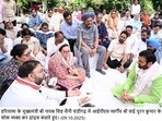 Haryana CM Nayab Singh Saini at the residence of Amneet Kumar, wife of IGP Y Puran Kumar, in Chandigarh. (HT Photo) Haryana CM Nayab Singh Saini at the residence of Amneet Kumar, wife of IGP Y Puran Kumar, in Chandigarh. (HT Photo)