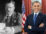 Theodore Roosevelt (L), Barack Obama (R)