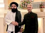 Union External Affairs Minister S Jaishankar during a meeting with his Afghani counterpart Amir Khan Muttaqi, in New Delhi.