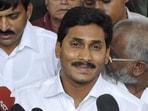 YSR Congress Party president and former Andhra Pradesh chief minister YS Jagan Mohan Reddy on Thursday put up a 63-km long roadshow from Visakhapatnam to Makavarapalem. (Hindustan Times) YSR Congress Party president and former Andhra Pradesh chief minister YS Jagan Mohan Reddy on Thursday put up a 63-km long roadshow from Visakhapatnam to Makavarapalem. (Hindustan Times)