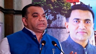 Goa tourism minister Rohan Khaunte addresses the media. (ANI)