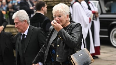 Ricky Hatton's parents, Ray and nearly teary-eyed Carol, were present at the funeral on October 10, 2025.(Photo by Oli SCARFF / AFP) (AFP) Ricky Hatton's parents, Ray and nearly teary-eyed Carol, were present at the funeral on October 10, 2025.(Photo by Oli SCARFF / AFP) (AFP)