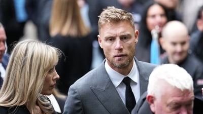 Former England cricketer Freddie Flintoff attended the funeral of Ricky Hatton, paying tribute to the beloved boxing champion at Manchester Cathedral. (AP Photo/Jon Super) (AP) Former England cricketer Freddie Flintoff attended the funeral of Ricky Hatton, paying tribute to the beloved boxing champion at Manchester Cathedral. (AP Photo/Jon Super) (AP)