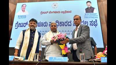 Chief minister Siddaramaiah and deputy chief minister DK Shivakumar at the inaugural meet of the Greater Bengaluru Authority in the Kempegowda Municipal Hall on Friday. (HT PHOTO) Chief minister Siddaramaiah and deputy chief minister DK Shivakumar at the inaugural meet of the Greater Bengaluru Authority in the Kempegowda Municipal Hall on Friday. (HT PHOTO)
