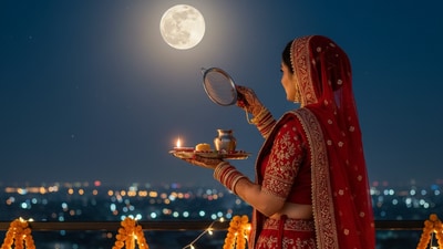 Karwa Chauth 2025 moonrise time: Karwa Chauth 2025 is a significant Hindu festival for married women in northern India. (Google Gemini) Karwa Chauth 2025 moonrise time: Karwa Chauth 2025 is a significant Hindu festival for married women in northern India. (Google Gemini)