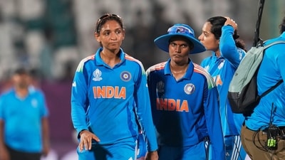 India's captain Harmanpreet Kaur, left, and teammates leave the field after their loss in the ICC Women's Cricket World Cup match against South Africa (AP) India's captain Harmanpreet Kaur, left, and teammates leave the field after their loss in the ICC Women's Cricket World Cup match against South Africa (AP)