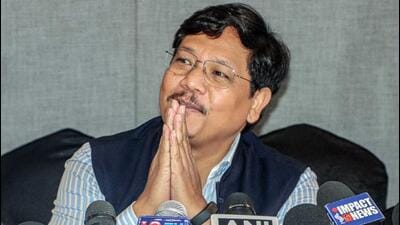 Meghalaya chief minister Conrad K. Sangma at a press conference in Imphal on Friday (ANI) Meghalaya chief minister Conrad K. Sangma at a press conference in Imphal on Friday (ANI)