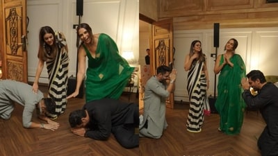Aparshakti Khurana and Angad Bedi's cute gesture towards their wives on Karwa Chauth. Aparshakti Khurana and Angad Bedi's cute gesture towards their wives on Karwa Chauth.