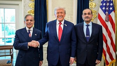 US President Donald Trump during a meeting with Pakistan Prime Minister Shehbaz Sharif and Field Marshal Asim Munir US President Donald Trump during a meeting with Pakistan Prime Minister Shehbaz Sharif and Field Marshal Asim Munir