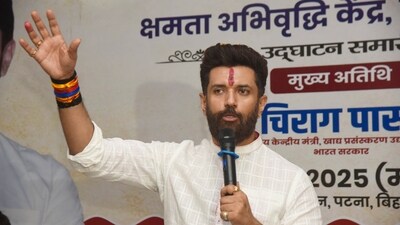Patna: Union Minister of Food Processing Industries Chirag Paswan in Patna, Tuesday, Sept. 30,2025. (PTI Photo) (PTI) Patna: Union Minister of Food Processing Industries Chirag Paswan in Patna, Tuesday, Sept. 30,2025. (PTI Photo) (PTI)