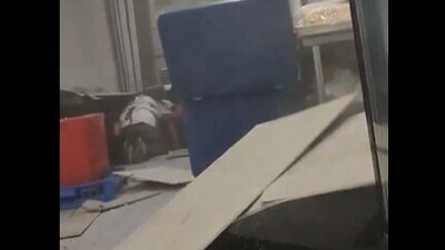 Employees ducked under tables as a 7.5 quake shook Philippines. (X/@AZ_Intel_) Employees ducked under tables as a 7.5 quake shook Philippines. (X/@AZ_Intel_)