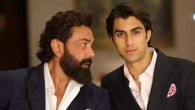 Bobby Deol with his older son, Aryaman Bobby Deol with his older son, Aryaman