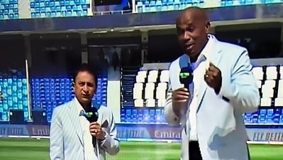 Sunil Gavaskar and Ian Bishop Sunil Gavaskar and Ian Bishop