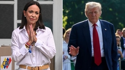 File photo of Nobel Peace laureate Maria Corina Machado and US President Donald Trump. (Agencies) File photo of Nobel Peace laureate Maria Corina Machado and US President Donald Trump. (Agencies)