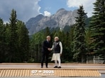 Canada's Prime Minister Mark Carney, left, welcomes Indian Prime Minister Narendra Modi to the G7 Summit in Kananaskis, Alberta, Tuesday, June 17, 2025. 