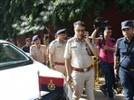 Chandigarh Police chief Sagar Preet Hooda arriving to meet the family of IPS officer Y Puran Kumar at the Sector 24 residence on Saturday. (Sanjeev Sharma/HT) Chandigarh Police chief Sagar Preet Hooda arriving to meet the family of IPS officer Y Puran Kumar at the Sector 24 residence on Saturday. (Sanjeev Sharma/HT)