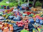 In Faridabad, more than 510 kilograms of firecrackers and raw materials were seized in the last two months. (HT Archive) In Faridabad, more than 510 kilograms of firecrackers and raw materials were seized in the last two months. (HT Archive)