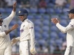 India's Ravindra Jadeja (L) celebrates with captain Shubman Gill (R) after taking the wicket of West Indies' Roston Chase. (PTI)