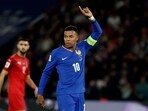 France's Kylian Mbappe reacts