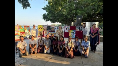A poster-making competition was organised on the theme “Mental Health Matters – Care, Share and Aware”. (HT Photo)