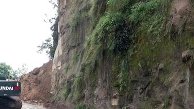 At least 12 people were injured, three of them critically, when a light motor vehicle was hit by a landslide at Sigdi Balana area of Kishtwar district on Saturday morning. (ANI Video Grab)