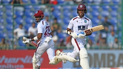 Alick Athanaze and Tagenarine Chanderpaul established a resolute partnership to keep India away from the second wicket. (AFP)