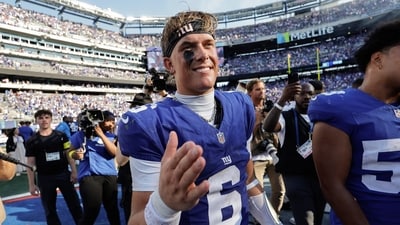 In a surprising victory, the Giants defeated the Eagles 34–17 with rookie QB Jaxson Dart excelling in his third start. (AP) In a surprising victory, the Giants defeated the Eagles 34–17 with rookie QB Jaxson Dart excelling in his third start. (AP)