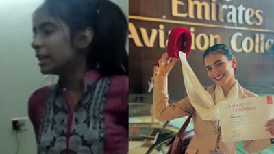 Shaanze Basharat shared a 13-year-old video of her dreaming of being an air hostess. (@shaanze.basharat/Instagram) Shaanze Basharat shared a 13-year-old video of her dreaming of being an air hostess. (@shaanze.basharat/Instagram)
