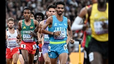 File photo of India’s Gulveer Singh during the men's 5000m heats at the World Athletics Championships in Tokyo on September 19. (AFP) File photo of India’s Gulveer Singh during the men's 5000m heats at the World Athletics Championships in Tokyo on September 19. (AFP)