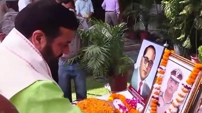 Haryana chief minister Nayab Singh Saini paid floral tributes to senior IPS officer Y Puran Kumar in Chandigarh on Thursday. (HT Photo) Haryana chief minister Nayab Singh Saini paid floral tributes to senior IPS officer Y Puran Kumar in Chandigarh on Thursday. (HT Photo)
