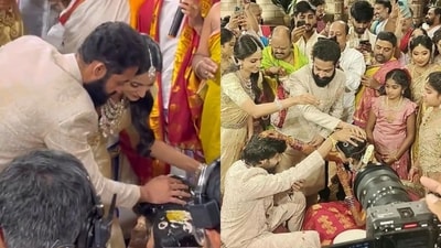 Jr NTR attends brother-in-law's wedding in Hyderabad. Jr NTR attends brother-in-law's wedding in Hyderabad.