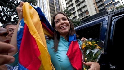 Opposition leader Maria Corina Machado was awarded “for her tireless work promoting democratic rights for the people of Venezuela." (AP) Opposition leader Maria Corina Machado was awarded “for her tireless work promoting democratic rights for the people of Venezuela." (AP)