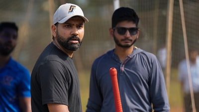 Mumbai: Indian cricketer Rohit Sharma during a practice session at Shivaji Park in Mumbai (PTI) Mumbai: Indian cricketer Rohit Sharma during a practice session at Shivaji Park in Mumbai (PTI)