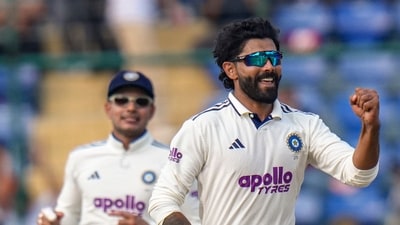 Ravindra Jadeja picked three wickets on Day 2 of the second Test against the West Indies. (PTI) Ravindra Jadeja picked three wickets on Day 2 of the second Test against the West Indies. (PTI)