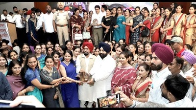 Punjab education minister Harjot Singh Bains during a district-level event dedicated to Teachers' Day in Ludhiana on Saturday. (HT Photo) Punjab education minister Harjot Singh Bains during a district-level event dedicated to Teachers' Day in Ludhiana on Saturday. (HT Photo)
