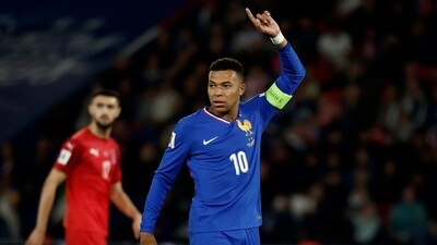 France's Kylian Mbappe reacts (REUTERS)