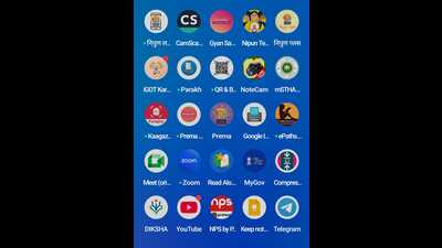Screen grab of a mobile phone of a UP government primary teacher displaying icons of some of the apps (Sourced) Screen grab of a mobile phone of a UP government primary teacher displaying icons of some of the apps (Sourced)