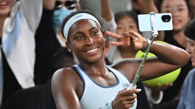 US tennis player Coco Gauff overcame a serve scare to beat Jasmine Paolini in the Wuhan Open semi-final. (AFP)