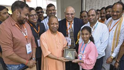 Uttar Pradesh chief minister Yogi Adityanath at the inaugural ceremony of the International Carpet Fair in Bhadohi on Saturday. (PTI PHOTO) Uttar Pradesh chief minister Yogi Adityanath at the inaugural ceremony of the International Carpet Fair in Bhadohi on Saturday. (PTI PHOTO)