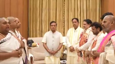 They discussed the construction of the Sri Venkateswara Swamy Temple in Guwahati. (X/ @himantabiswa)